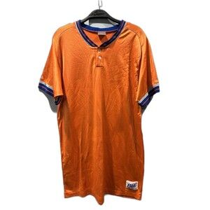 Vintage BIKE Shimmer Jersey Shirt XL Orange Blue Trim USA Made Football Style